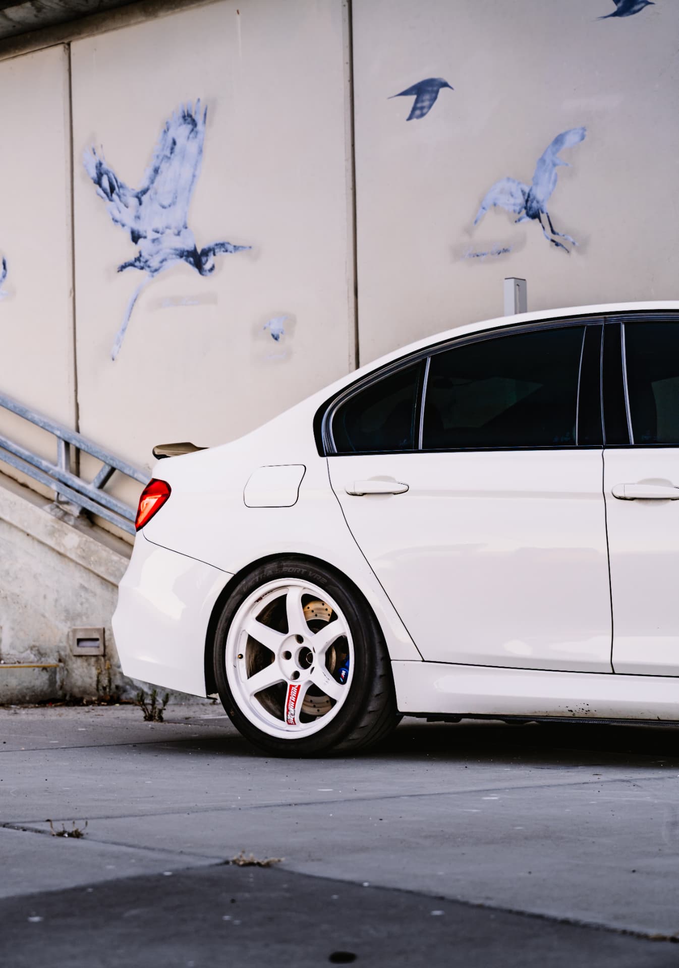 BMW M3 F80 rear wheel and spoiler detail